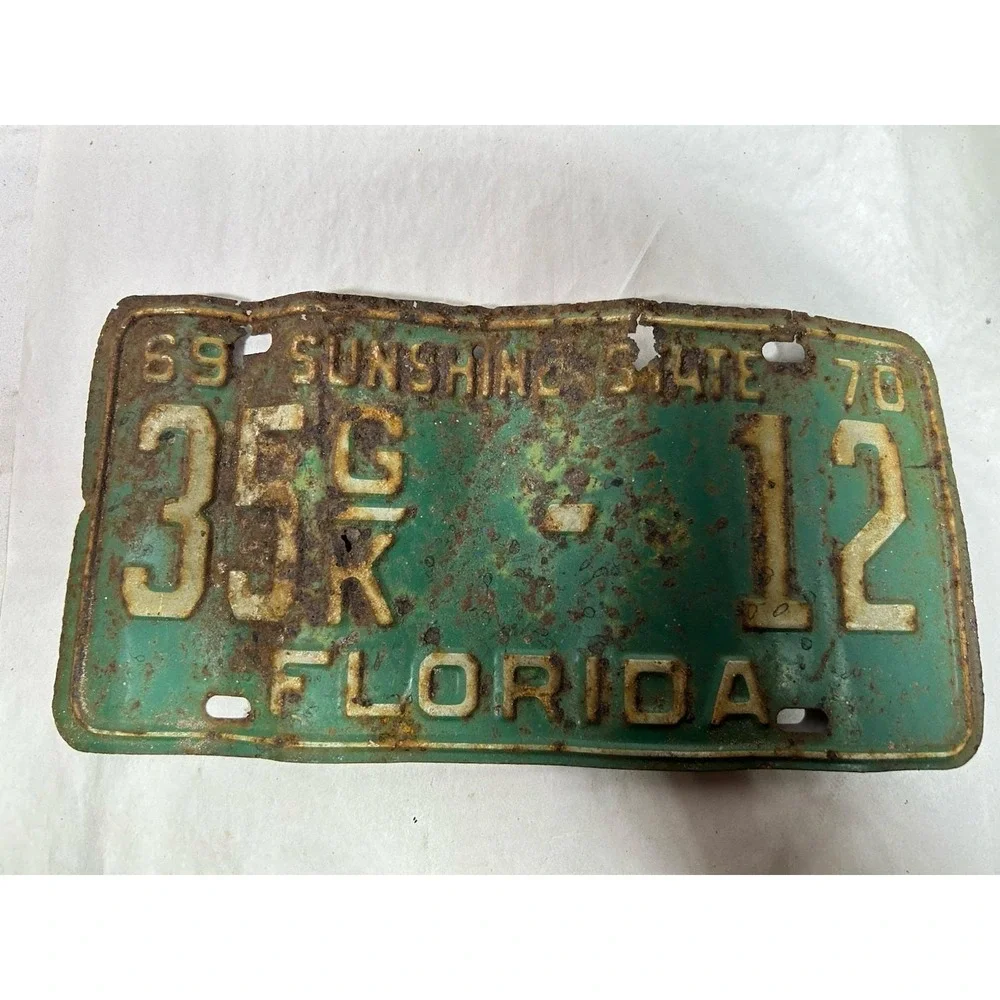 Vintage 1967 1968 1969 1970 Florida Blue License Plate Tag 35GK 12 Collectible
